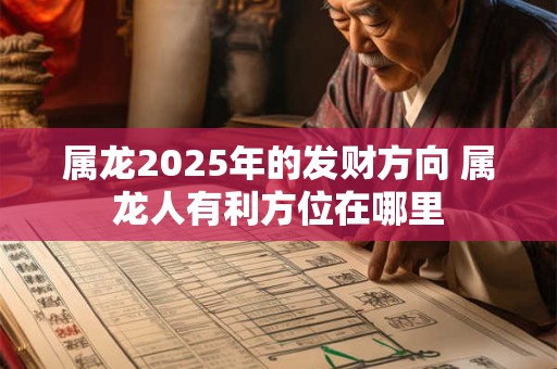 属龙2025年的发财方向 属龙人有利方位在哪里