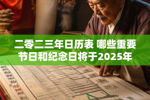 二零二三年日历表 哪些重要节日和纪念日将于2025年到来