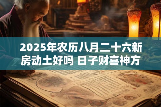 2025年农历八月二十六新房动土好吗 日子财喜神方位