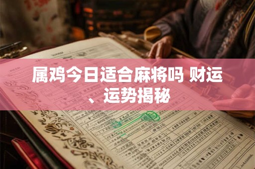 属鸡今日适合麻将吗 财运、运势揭秘