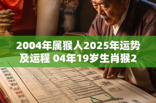 2004年属猴人2025年运势及运程 04年19岁生肖猴2025年每月运势