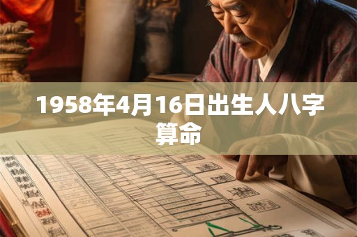 1958年4月16日出生人八字算命