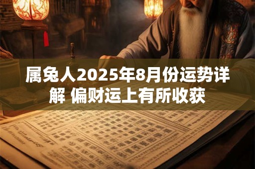 属兔人2025年8月份运势详解 偏财运上有所收获