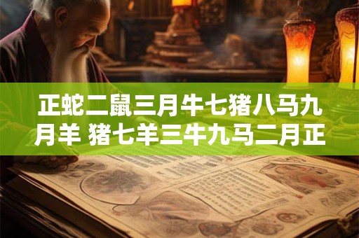 正蛇二鼠三月牛七猪八马九月羊 猪七羊三牛九马二月正蛇八鼠何时到