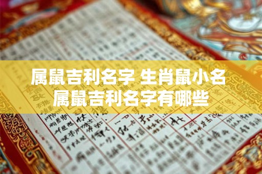 属鼠吉利名字 生肖鼠小名 属鼠吉利名字有哪些