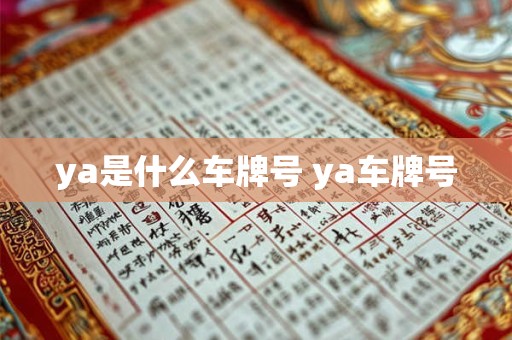 ya是什么车牌号 ya车牌号