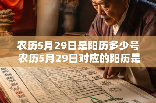 农历5月29日是阳历多少号 农历5月29日对应的阳历是几号