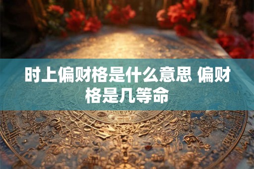 时上偏财格是什么意思 偏财格是几等命