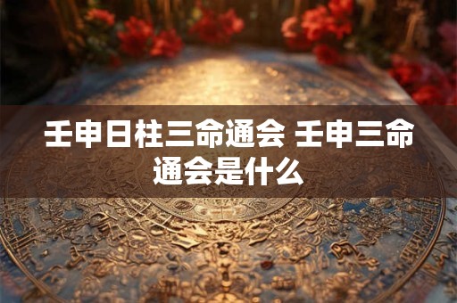 壬申日柱三命通会 壬申三命通会是什么