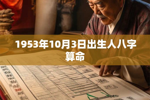 1953年10月3日出生人八字算命