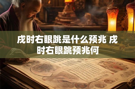 戌时右眼跳是什么预兆 戌时右眼跳预兆何
