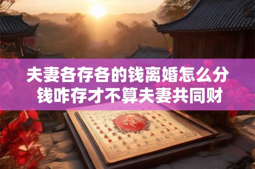 夫妻各存各的钱离婚怎么分 钱咋存才不算夫妻共同财产