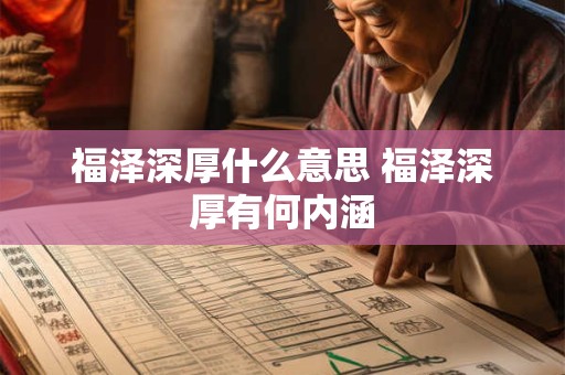福泽深厚什么意思 福泽深厚有何内涵