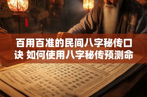 百用百准的民间八字秘传口诀 如何使用八字秘传预测命运