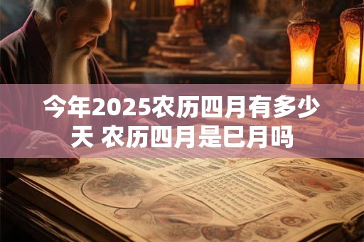 今年2025农历四月有多少天 农历四月是巳月吗