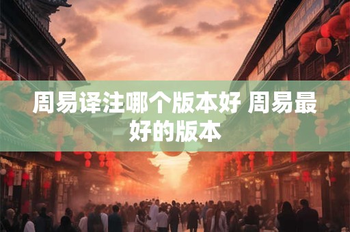 周易译注哪个版本好 周易最好的版本