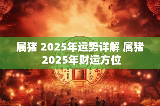 属猪 2025年运势详解 属猪 2025年财运方位 属猪 2025年运势详解 属猪 2025年财运方位