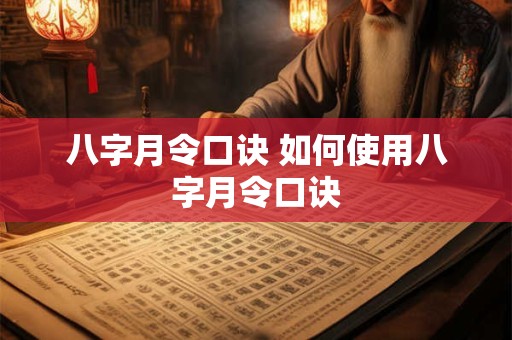 八字月令口诀 如何使用八字月令口诀