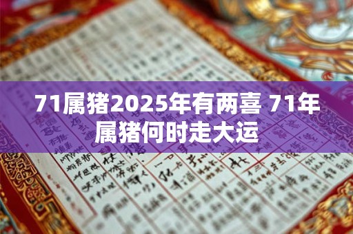 71属猪2025年有两喜 71年属猪何时走大运
