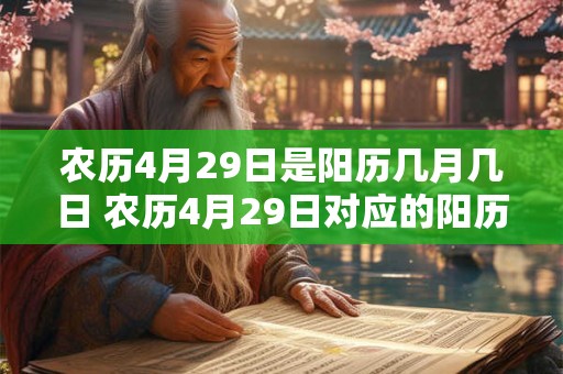 农历4月29日是阳历几月几日 农历4月29日对应的阳历日期是什么