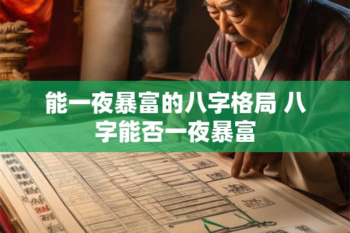 能一夜暴富的八字格局 八字能否一夜暴富