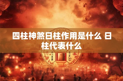 四柱神煞日柱作用是什么 日柱代表什么