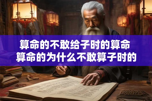算命的不敢给子时的算命 算命的为什么不敢算子时的命