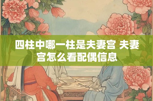 四柱中哪一柱是夫妻宫 夫妻宫怎么看配偶信息