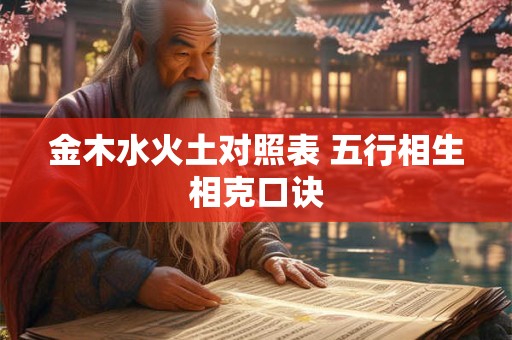 金木水火土对照表 五行相生相克口诀