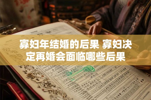 寡妇年结婚的后果 寡妇决定再婚会面临哪些后果
