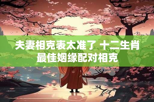 夫妻相克表太准了 十二生肖最佳姻缘配对相克