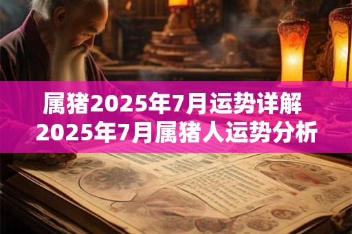 属猪2025年7月运势详解 2025年7月属猪人运势分析完整版