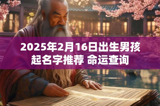 2025年2月16日出生男孩起名字推荐 命运查询