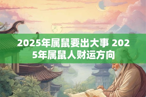2025年属鼠要出大事 2025年属鼠人财运方向