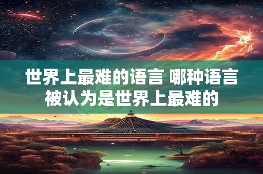 世界上最难的语言 哪种语言被认为是世界上最难的