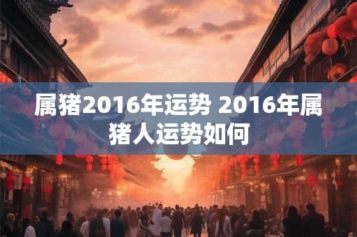 属猪2016年运势 2016年属猪人运势如何