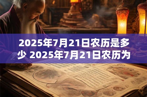 2025年7月21日农历是多少 2025年7月21日农历为何