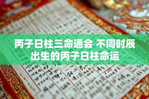 丙子日柱三命通会 不同时辰出生的丙子日柱命运