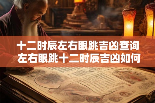 十二时辰左右眼跳吉凶查询 左右眼跳十二时辰吉凶如何
