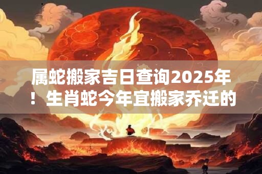 属蛇搬家吉日查询2025年!生肖蛇今年宜搬家乔迁的好日子 属蛇搬家吉日查询2025年!生肖蛇今年宜搬家乔迁的好日子
