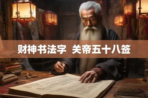 财神书法字  关帝五十八签