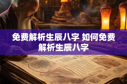 免费解析生辰八字 如何免费解析生辰八字