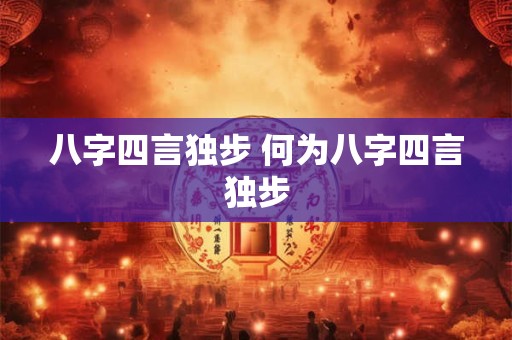 八字四言独步 何为八字四言独步