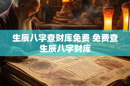 生辰八字查财库免费 免费查生辰八字财库