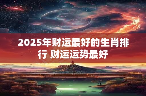 2025年财运最好的生肖排行 财运运势最好