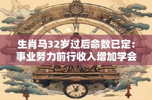 生肖马32岁过后命数已定：事业努力前行收入增加学会重视家庭