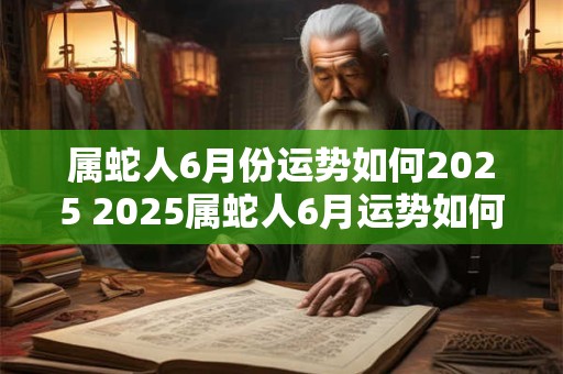 属蛇人6月份运势如何2025 2025属蛇人6月运势如何