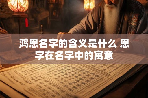 鸿恩名字的含义是什么 恩字在名字中的寓意