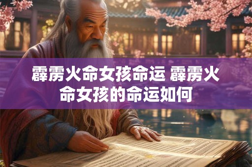 霹雳火命女孩命运 霹雳火命女孩的命运如何