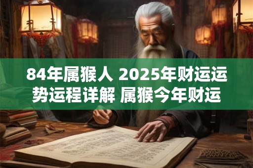 84年属猴人 2025年财运运势运程详解 属猴今年财运怎么样